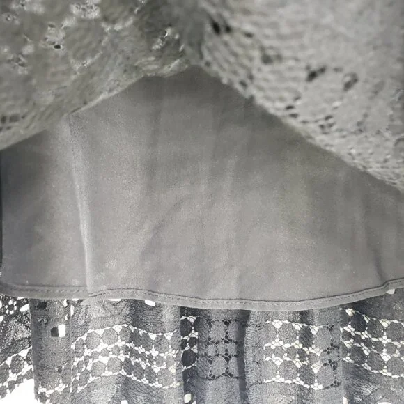 3/$25 LOFT Eyelet Lace Mini Dress 4 Fit and Flare Floune Ruffle Cotton Black - Picture 6 of 10